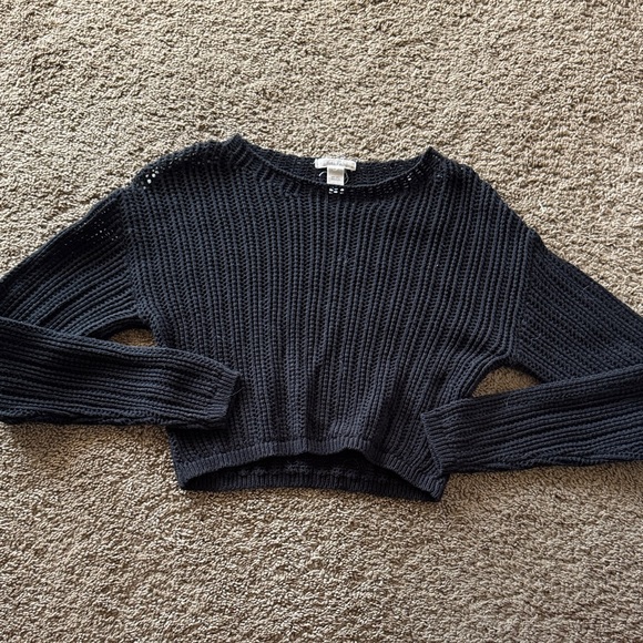 Full Tilt Black Knit Crop Top - Picture 1 of 2